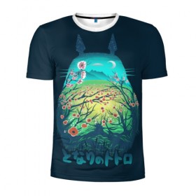 Мужская футболка 3D спортивная с принтом Totoro в Санкт-Петербурге, 100% полиэстер с улучшенными характеристиками | приталенный силуэт, круглая горловина, широкие плечи, сужается к линии бедра | anime | forest | meme | my neighbor | protectors | tokyo | totoro | аниме | гибли | иероглиф | манга | миядзаки | мой сосед | стиль | тоторо | фентези | хаяо | япония
