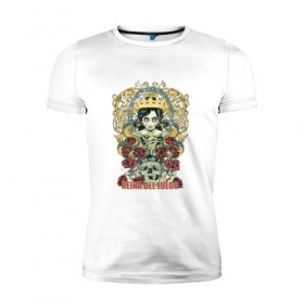 Мужская футболка премиум с принтом Королева игры в Санкт-Петербурге, 92% хлопок, 8% лайкра | приталенный силуэт, круглый вырез ворота, длина до линии бедра, короткий рукав | Тематика изображения на принте: девушка | змея | корона | роза | татуировка | череп