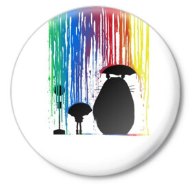 Значок с принтом My Neighbor Totoro в Санкт-Петербурге,  металл | круглая форма, металлическая застежка в виде булавки | anime | forest | meme | my neighbor | protectors | tokyo | totoro | аниме | гибли | иероглиф | манга | миядзаки | мой сосед | стиль | тоторо | фентези | хаяо | япония