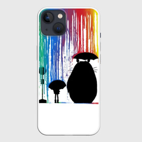 Чехол для iPhone 13 с принтом My Neighbor Totoro радужные подтеки в Санкт-Петербурге,  |  | anime | forest | meme | my neighbor | protectors | tokyo | totoro | аниме | гибли | иероглиф | манга | миядзаки | мой сосед | стиль | тоторо | фентези | хаяо | япония