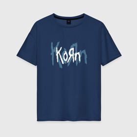 Женская футболка хлопок Oversize с принтом Korn в Санкт-Петербурге, 100% хлопок | свободный крой, круглый ворот, спущенный рукав, длина до линии бедер
 | korn | koяn | джонатан дэвис | корн | ню метал | нюметал | рок