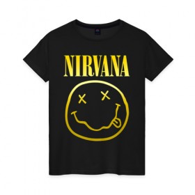 Женская футболка хлопок с принтом NIRVANA (НА СПИНЕ) в Санкт-Петербурге, 100% хлопок | прямой крой, круглый вырез горловины, длина до линии бедер, слегка спущенное плечо | nirvana | альтернативный рок | гранж | группа | курт кобейн | логотип нирвана | музыка | нирвана | песни | рок