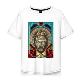 Мужская футболка хлопок Oversize с принтом John wick в Санкт-Петербурге, 100% хлопок | свободный крой, круглый ворот, “спинка” длиннее передней части | джон уик | киану ривз