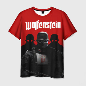 Мужская футболка 3D с принтом Wolfenstein в Санкт-Петербурге, 100% полиэфир | прямой крой, круглый вырез горловины, длина до линии бедер | cyberpilot | new colossus | new order | old blood | wolfenstein | youngblood | игры