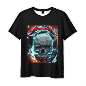 Мужская футболка 3D с принтом Metallica в Санкт-Петербурге, 100% полиэфир | прямой крой, круглый вырез горловины, длина до линии бедер | Тематика изображения на принте: metallica | rock | арт | гитара | кости | металл | металлика | музыка | рок | череп