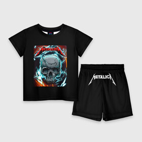 Детский костюм с шортами 3D с принтом Metallica в Санкт-Петербурге,  |  | metallica | rock | арт | гитара | кости | металл | металлика | музыка | рок | череп