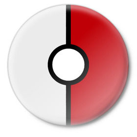 Значок с принтом Pokeball (Pokemon) в Санкт-Петербурге,  металл | круглая форма, металлическая застежка в виде булавки | Тематика изображения на принте: anime | pokeball | pokemon | аниме. | белый | красный | покебол | покемон | чёрный