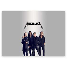 Поздравительная открытка с принтом Metallica в Санкт-Петербурге, 100% бумага | плотность бумаги 280 г/м2, матовая, на обратной стороне линовка и место для марки
 | Тематика изображения на принте: hard rock | heavy metal | metal | metallica | rock | trash metal | группа | металика | металлика | рок | трэш | хардрок