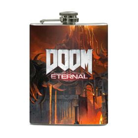 Фляга с принтом DOOM Eternal в Санкт-Петербурге, металлический корпус | емкость 0,22 л, размер 125 х 94 мм. Виниловая наклейка запечатывается полностью | bethesda | dead | death | doom | doom eternal | game | games | metal | monster | ps4 | space | steam | xbox | дум | игра | космос | метал | меч | экшн