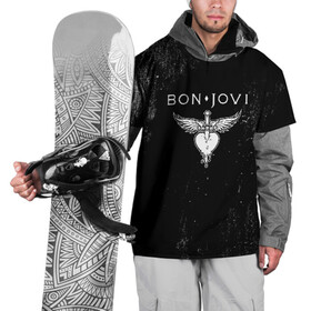 Накидка на куртку 3D с принтом Bon Jovi в Санкт-Петербурге, 100% полиэстер |  | bon jovi | john | альбом | арена | бон | бон джови | глэм | группа | джови | джон | метал | музыка | надпись | песни | поп | попрок | рок | рокер | смайл | солист | софт | стена | хард | хеви | хевиметал