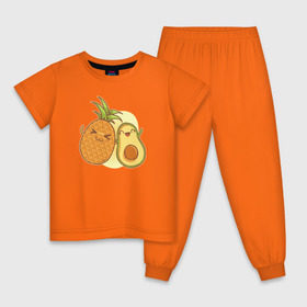 Детская пижама хлопок с принтом Ананас и Авокадо в Санкт-Петербурге, 100% хлопок |  брюки и футболка прямого кроя, без карманов, на брюках мягкая резинка на поясе и по низу штанин
 | summer | еда | летние | лето | фрукты