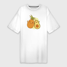 Платье-футболка хлопок с принтом Ананас и Авокадо в Санкт-Петербурге,  |  | summer | еда | летние | лето | фрукты