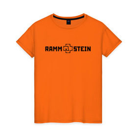 Женская футболка хлопок с принтом RAMMSTEIN (НА СПИНЕ) в Санкт-Петербурге, 100% хлопок | прямой крой, круглый вырез горловины, длина до линии бедер, слегка спущенное плечо | Тематика изображения на принте: music | rammstein | rock | группа | музыка | музыканты | рамштайн | рок