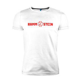 Мужская футболка премиум с принтом RAMMSTEIN (НА СПИНЕ) в Санкт-Петербурге, 92% хлопок, 8% лайкра | приталенный силуэт, круглый вырез ворота, длина до линии бедра, короткий рукав | music | rammstein | rock | группа | музыка | музыканты | рамштайн | рок