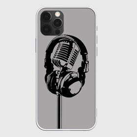 Чехол для iPhone 12 Pro Max с принтом Микрофон в Санкт-Петербурге, Силикон |  | black | gray | headphones | microphone | music | music lover | sound | звук | меломан | микрофон | музыка | наушники | серый | черный