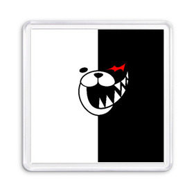 Магнит 55*55 с принтом MONOKUMA в Санкт-Петербурге, Пластик | Размер: 65*65 мм; Размер печати: 55*55 мм | Тематика изображения на принте: anime | bear | black  white | danganronpa | kurokuma | monodam | monokuma | monomi | monotaro | pink | rabbit | school | shirokuma | аниме | главарь | мoноми | монокума | черно белый | школа