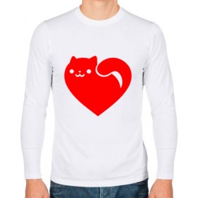 Мужской лонгслив хлопок с принтом Love Cat в Санкт-Петербурге, 100% хлопок |  | animal | cat | cute | heart | kitty | meow | друг | животные | киска | китти | кот | котенок | котик | кошечка | кошка | лев | леопард | любовь | милый | мур | мышь | мяу | пантера | питомец | рысь | сердце | тигр | улыбка