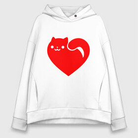 Женское худи Oversize хлопок с принтом Love Cat в Санкт-Петербурге, френч-терри — 70% хлопок, 30% полиэстер. Мягкий теплый начес внутри —100% хлопок | боковые карманы, эластичные манжеты и нижняя кромка, капюшон на магнитной кнопке | animal | cat | cute | heart | kitty | meow | друг | животные | киска | китти | кот | котенок | котик | кошечка | кошка | лев | леопард | любовь | милый | мур | мышь | мяу | пантера | питомец | рысь | сердце | тигр | улыбка