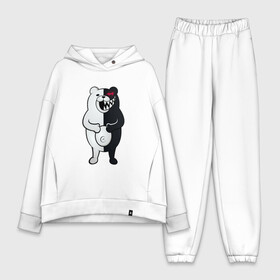 Женский костюм хлопок Oversize с принтом Monokuma с пупком в Санкт-Петербурге,  |  | anime | bear | black  white | danganronpa | kurokuma | monodam | monokuma | monomi | monotaro | pink | rabbit | school | shirokuma | аниме | главарь | мoноми | монокума | черно белый | школа