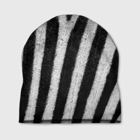 Шапка 3D с принтом Zebra Skin в Санкт-Петербурге, 100% полиэстер | универсальный размер, печать по всей поверхности изделия | animal | black | black white | pattern. | skin | streaks | texture | white | zebra | белый | животное | животные | зебра | полосы | текстура | узор | чёрно белые | чёрный