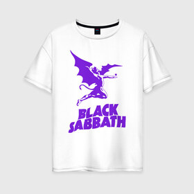 Женская футболка хлопок Oversize с принтом black sabbath в Санкт-Петербурге, 100% хлопок | свободный крой, круглый ворот, спущенный рукав, длина до линии бедер
 | black sabbath | black sabbath альбомы | black sabbath песня | black sabbaths | black sabbaths paranoid | rock | блэк саббат | блэк саббат слушать | рок