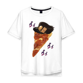 Мужская футболка хлопок Oversize с принтом JoJo Pizza в Санкт-Петербурге, 100% хлопок | свободный крой, круглый ворот, “спинка” длиннее передней части | jojo | jojo bizarre adventure | jojo reference | аниме | джотаро | дио | жожа | ониму | тян