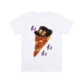 Детская футболка хлопок с принтом JoJo Pizza в Санкт-Петербурге, 100% хлопок | круглый вырез горловины, полуприлегающий силуэт, длина до линии бедер | jojo | jojo bizarre adventure | jojo reference | аниме | джотаро | дио | жожа | ониму | тян