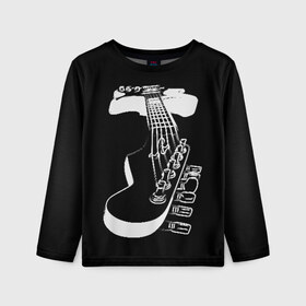 Детский лонгслив 3D с принтом Гитара в Санкт-Петербурге, 100% полиэстер | длинные рукава, круглый вырез горловины, полуприлегающий силуэт
 | black | game | guitar | instrument | music | musician | strings | white | белый | гитара | игра | инструмент | музыка | музыкант | струны | черный