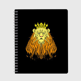 Тетрадь с принтом Лев в Санкт-Петербурге, 100% бумага | 48 листов, плотность листов — 60 г/м2, плотность картонной обложки — 250 г/м2. Листы скреплены сбоку удобной пружинной спиралью. Уголки страниц и обложки скругленные. Цвет линий — светло-серый
 | animal | beast | crown | king | lion | mane | muzzle | orange | view | yellow | взгляд | грива | желтый | животное | зверь | корона | лев | оранжевый | царь