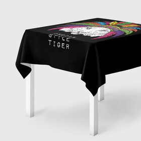 Скатерть 3D с принтом Indian style tiger в Санкт-Петербурге, 100% полиэстер (ткань не мнется и не растягивается) | Размер: 150*150 см | animal | ethnic | feathers | multicolored | muzzle | predator | tiger | животное | перья | разноцветный | тигр | этнический