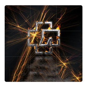 Магнитный плакат 3Х3 с принтом Rammstein в Санкт-Петербурге, Полимерный материал с магнитным слоем | 9 деталей размером 9*9 см | Тематика изображения на принте: 3d | rammstein | германия | красный | логотип | рок | черный