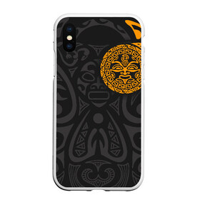 Чехол для iPhone XS Max матовый с принтом Polynesian tattoo в Санкт-Петербурге, Силикон | Область печати: задняя сторона чехла, без боковых панелей | Тематика изображения на принте: polynesian | tattoo | волна | геометрия | завитушка | маори | маска | орнамент. золото | полинезия | татуировка | татуха | трайбл | узор | черепаха | ящерица. солнце