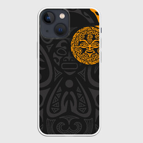 Чехол для iPhone 13 mini с принтом Polynesian tattoo в Санкт-Петербурге,  |  | polynesian | tattoo | волна | геометрия | завитушка | маори | маска | орнамент. золото | полинезия | татуировка | татуха | трайбл | узор | черепаха | ящерица. солнце