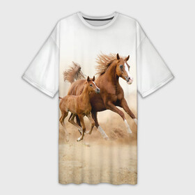 Платье-футболка 3D с принтом Лошадь с жеребенком в Санкт-Петербурге,  |  | animal | baby | beautiful | brown | desert | foal | horse | mustang | nature | wild | дикий | жеребенок | животное | конь | коричневый | красивый | лошадь | малыш | мустанг | природа | пустыня | скакун