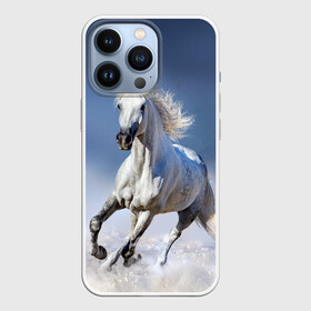 Чехол для iPhone 13 Pro с принтом Белая лошадь в Санкт-Петербурге,  |  | animal | beautiful | gloss | horse | mane | mustang | muzzle | nature | snow | white | wild | winter | белый | грива | дикий | животное | зима | конь | красивый | лоск | лошадь | мустанг | природа | скакун | снег