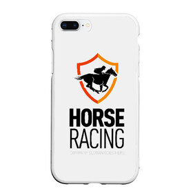 Чехол для iPhone 7Plus/8 Plus матовый с принтом Horse racing в Санкт-Петербурге, Силикон | Область печати: задняя сторона чехла, без боковых панелей | Тематика изображения на принте: animal | black | emblem | horse | rider | riding | slogan | sport | text | white | белый | езда | животное | конь | лошадь | наездник | слоган | спорт | текст | черный | эмблема