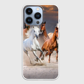 Чехол для iPhone 13 Pro с принтом Табун в Санкт-Петербурге,  |  | animal | beautiful | black | brown | desert | gloss | herd | horse | mane | mustang | muzzle | nature | sand | white | wild | белый | грива | дикий | животное | конь | коричневый | красивый | лоск | лошадь | мустанг | песок | природа | пусты