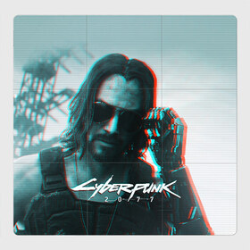 Магнитный плакат 3Х3 с принтом Cyberpunk 2077 в Санкт-Петербурге, Полимерный материал с магнитным слоем | 9 деталей размером 9*9 см | cyberpunk | cyberpunk 2077 | samurai | игры | киану ривз | киберпанк | самурай