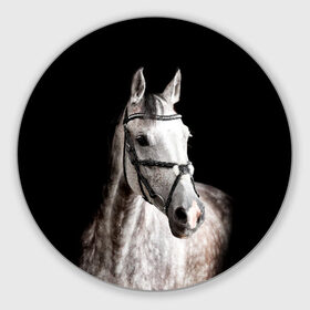 Коврик для мышки круглый с принтом Серный в яблоках конь в Санкт-Петербурге, резина и полиэстер | круглая форма, изображение наносится на всю лицевую часть | Тематика изображения на принте: animal | beautiful | black | eyes | gloss | harness | horse | look | muzzle | spotted | white | белый | в яблоках | взгляд | глаза | животное | конь | красивый | лоск | лошадь | пятнистый | сбруя | серый | скакун | черный