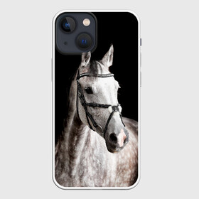 Чехол для iPhone 13 mini с принтом Серный в яблоках конь в Санкт-Петербурге,  |  | animal | beautiful | black | eyes | gloss | harness | horse | look | muzzle | spotted | white | белый | в яблоках | взгляд | глаза | животное | конь | красивый | лоск | лошадь | пятнистый | сбруя | серый | скакун | черный