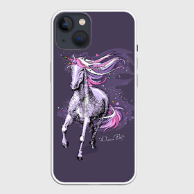 Чехол для iPhone 13 с принтом Dream Big в Санкт-Петербурге,  |  | animal | drawing | dream | fairytale | horn | magic | mane | purple | slogan | text | unicorn | волшебство | грива | единорог | животное | магия | мечта | рисунок | рог | сказочный | слоган | текст | фиолетовый