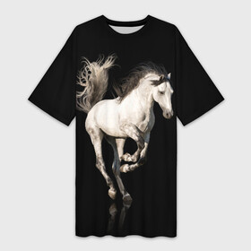 Платье-футболка 3D с принтом Серный в яблоках конь в Санкт-Петербурге,  |  | animal | beautiful | black | gloss | horse | mane | mustang | muzzle | white | wild | белый | в яблоках | грива | дикий | животное | конь | красивый | лоск | лошадь | мустанг | серый | скакун | черный