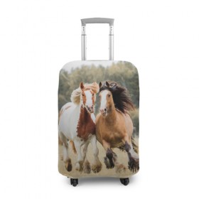 Чехол для чемодана 3D с принтом Лошади в Санкт-Петербурге, 86% полиэфир, 14% спандекс | двустороннее нанесение принта, прорези для ручек и колес | animal | free | horse | mane | nature | pair | polish | wild | грива | дикий | животное | конь | лоск | лошадь | пара | природа | свободный | скакун
