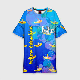 Детское платье 3D с принтом The Beatles (2) в Санкт-Петербурге, 100% полиэстер | прямой силуэт, чуть расширенный к низу. Круглая горловина, на рукавах — воланы | Тематика изображения на принте: beatles | music | rock | the beatles | yellow submarine | битлз | джон леннон | легенда | музыка | пит бест | рок