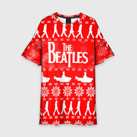 Детское платье 3D с принтом The Beatles (6) в Санкт-Петербурге, 100% полиэстер | прямой силуэт, чуть расширенный к низу. Круглая горловина, на рукавах — воланы | Тематика изображения на принте: beatles | merry christmas | music | rock | the beatles | yellow submarine | битлз | джон леннон | легенда | музыка | новогодний свитшот | новый год | пит бест | рок
