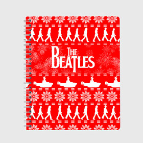 Тетрадь с принтом The Beatles (6) в Санкт-Петербурге, 100% бумага | 48 листов, плотность листов — 60 г/м2, плотность картонной обложки — 250 г/м2. Листы скреплены сбоку удобной пружинной спиралью. Уголки страниц и обложки скругленные. Цвет линий — светло-серый
 | beatles | merry christmas | music | rock | the beatles | yellow submarine | битлз | джон леннон | легенда | музыка | новогодний свитшот | новый год | пит бест | рок
