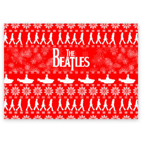 Поздравительная открытка с принтом The Beatles (6) в Санкт-Петербурге, 100% бумага | плотность бумаги 280 г/м2, матовая, на обратной стороне линовка и место для марки
 | beatles | merry christmas | music | rock | the beatles | yellow submarine | битлз | джон леннон | легенда | музыка | новогодний свитшот | новый год | пит бест | рок
