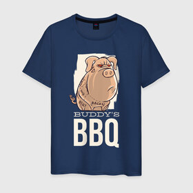 Мужская футболка хлопок с принтом Злая Свинка в Санкт-Петербурге, 100% хлопок | прямой крой, круглый вырез горловины, длина до линии бедер, слегка спущенное плечо. | bbq | барбекю | еда | мясо | свинина | свиньи | свинья | шашлык