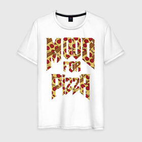 Мужская футболка хлопок с принтом Mood for Pizza (Doom) в Санкт-Петербурге, 100% хлопок | прямой крой, круглый вырез горловины, длина до линии бедер, слегка спущенное плечо. | cacodemon | doom | eternal | pizza | дум | итёрнал | какодемон | пицца | этернал