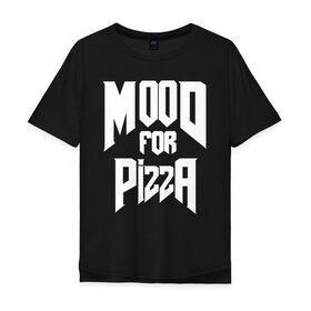Мужская футболка хлопок Oversize с принтом Пицца Дум в Санкт-Петербурге, 100% хлопок | свободный крой, круглый ворот, “спинка” длиннее передней части | cacodemon | doom | eternal | pizza | вечность | вечный | дум | итёрнал | какодемон | пицца | этернал